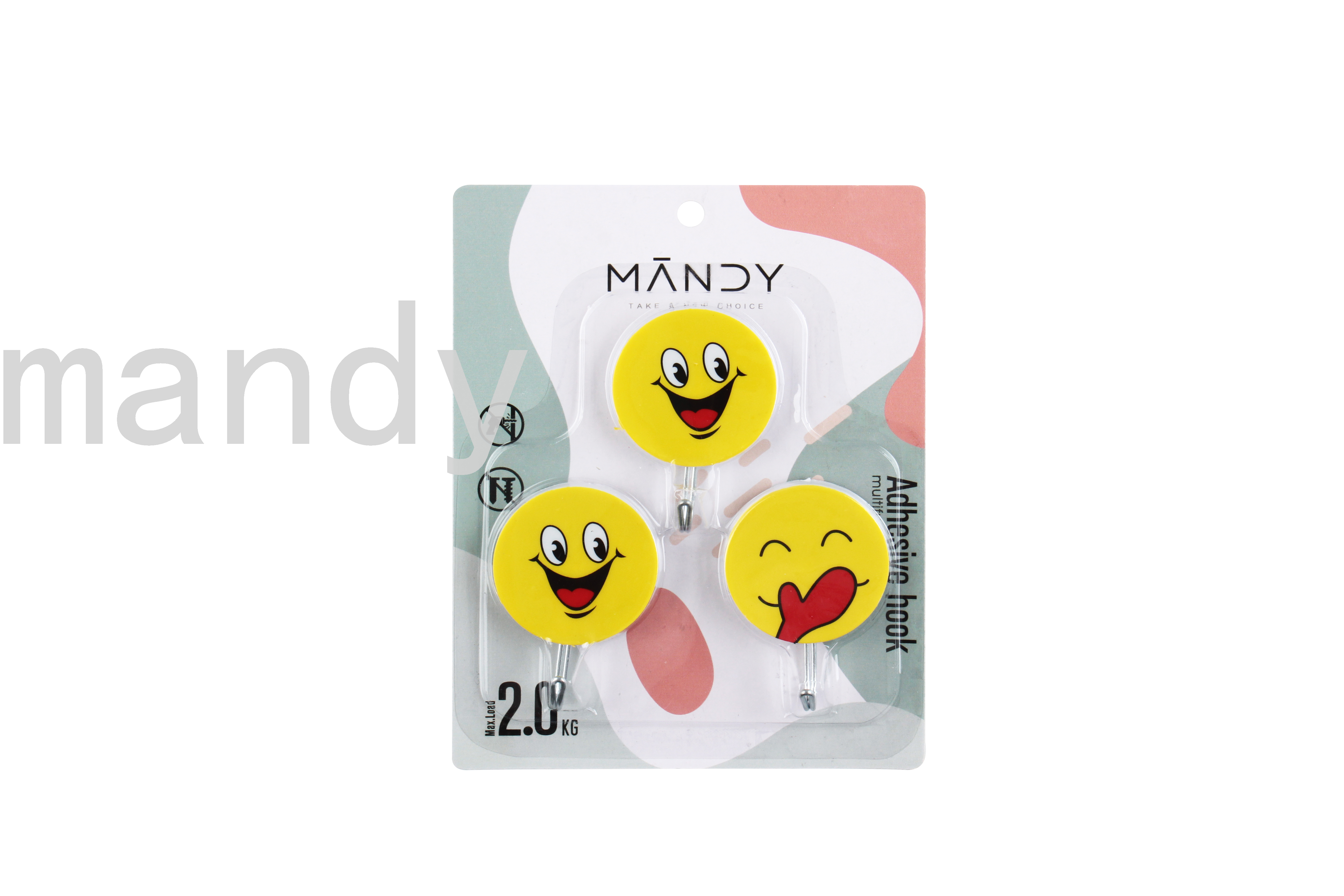 [Mandi Home] Cartoon Iron Hook Plastic Hook Bathroom Kitchen Hook Sticky Hook Strong Load-Bearing Punch-Free