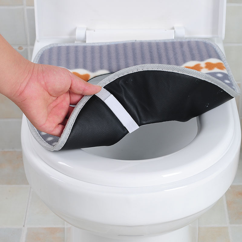 Factory Wholesale Dot Toilet Mat Thick Waterproof Hook And Loop Fastener Toilet Seat Cover Warm Closestool Cushion