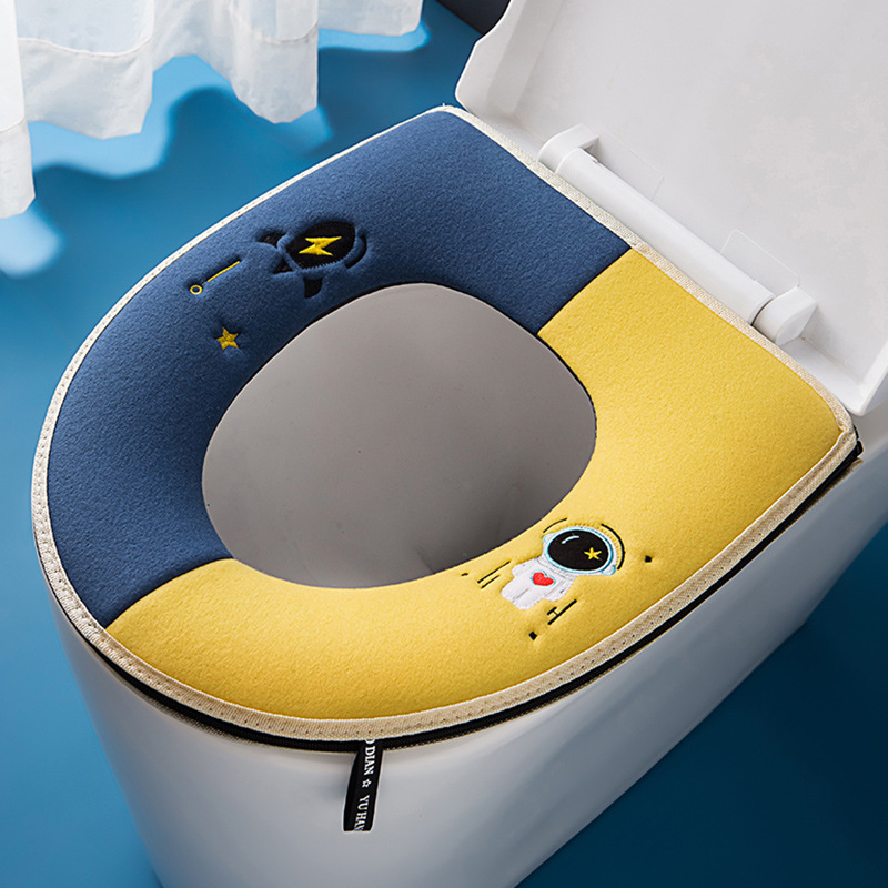 Toilet cushion  Mat Household Velcro Fastener Zipper Toilet Seat Cover Waterproof Thickened Warm Toilet Seat Cover Pad