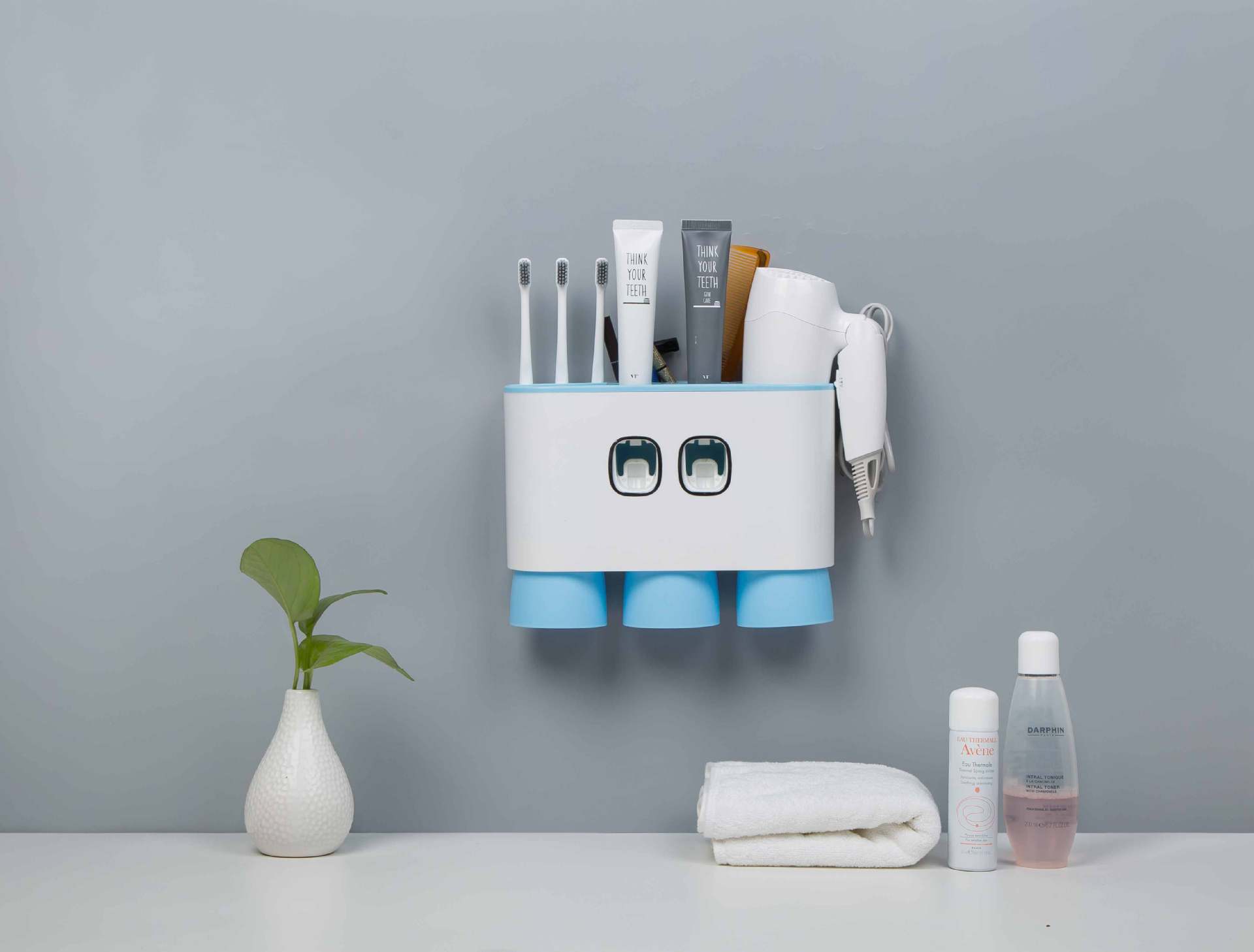 Toothbrush Rack Punch-Free Mouthwash Cup Wall-Mounted Toilet Suction Wall Mounted Tooth Glass