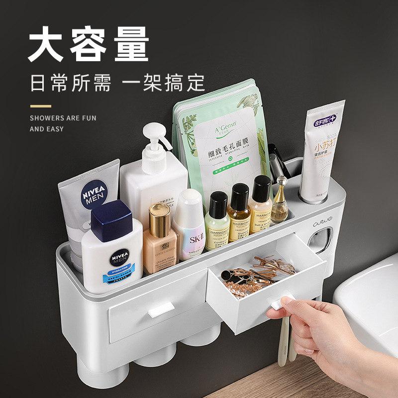 Tooth Glass Hayan Toothbrush Rack Punch-Free Tooth Glass Suit Tooth-Cleaners Bathroom Wall-Mounted Tooth Cup