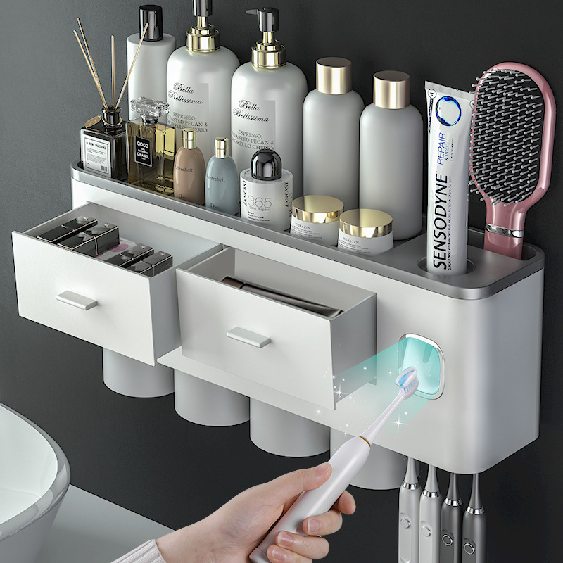 Tooth Glass Hayan Toothbrush Rack Punch-Free Tooth Glass Suit Tooth-Cleaners Bathroom Wall-Mounted Tooth Cup