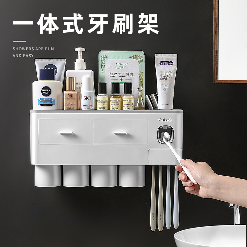 Tooth Glass Hayan Toothbrush Rack Punch-Free Tooth Glass Suit Tooth-Cleaners Bathroom Wall-Mounted Tooth Cup