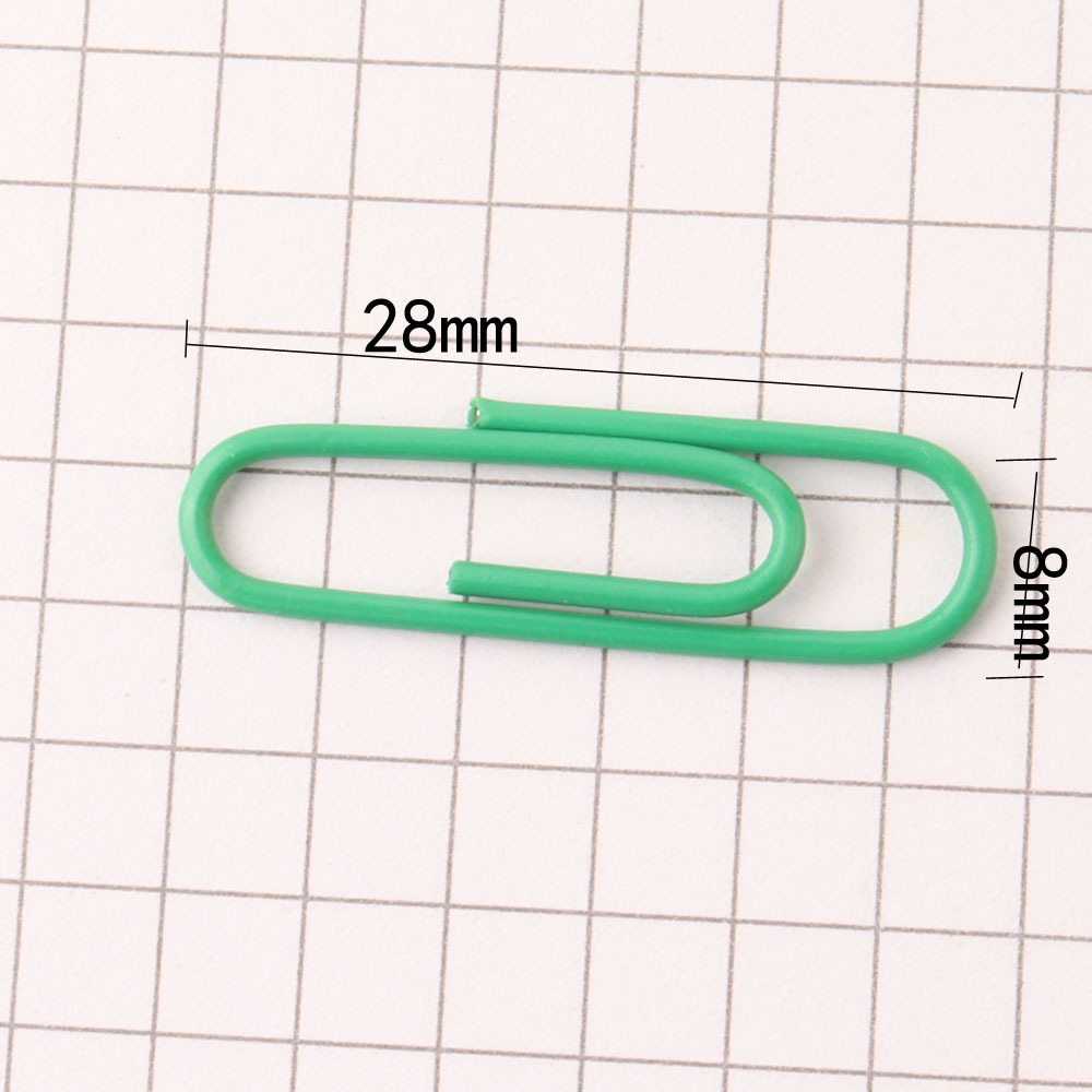 Green cartoon paper clip plastic paper clip color paper clip 28mm