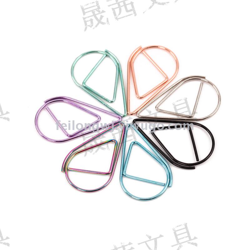 Cross-border creative colorful dazzling color paper clip rose gold colorful plating retro notebook drop paper clip