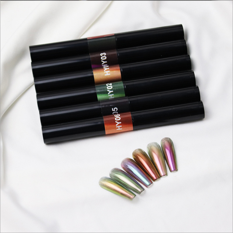 Cross-Border New Nail Air Cushion Aurora Magic Pen Magic Mirror Pen Phantom Barbie Powder Solid Chalk Nail Brush Set