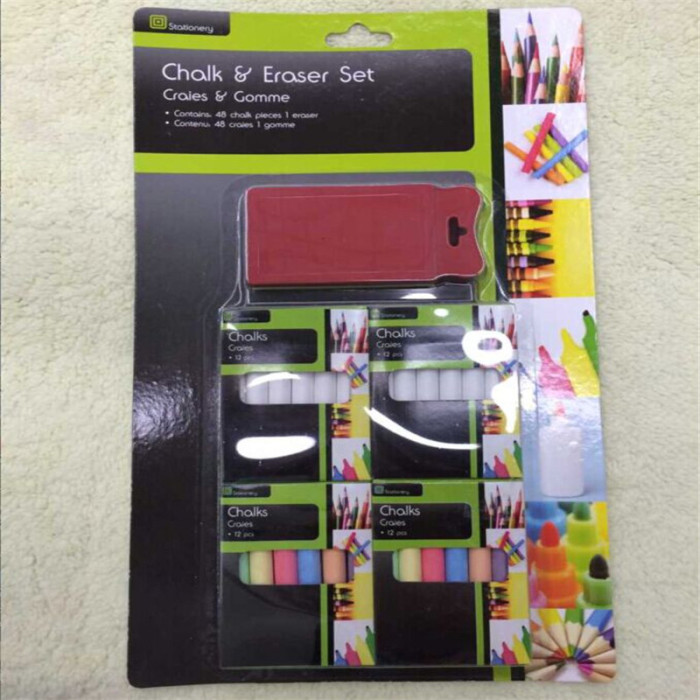 Supply chalk to Eraser blister card package Supply chalk to Eraser blister card package