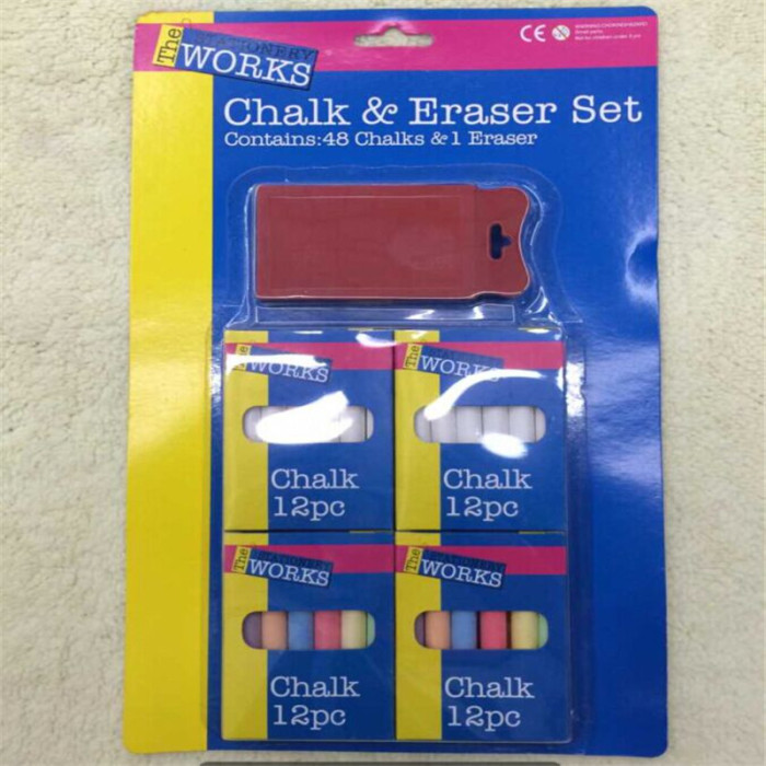 Supply chalk to Eraser blister card package Supply chalk to Eraser blister card package