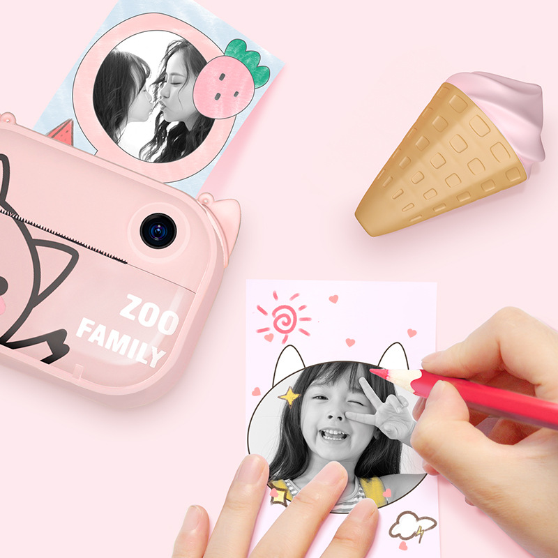 Cross-Border Hot WiFi Digital Children&#039;s Camera Polaroid Thermal Ink-Free Black and White Printer Small SLR Toy