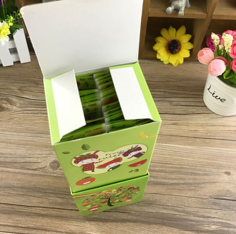 Factory direct sales fruit ruler wholesale cartoon mini plastic measuring ruler 15cm math class learning supplies