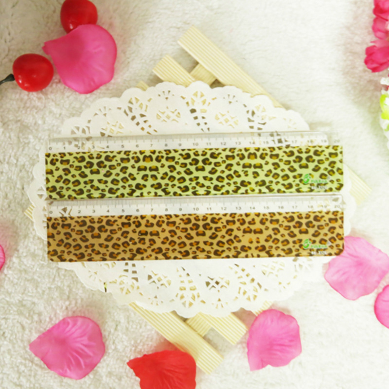 Korea creative stationery leopard print width version of thick ruler 20cm student office supplies