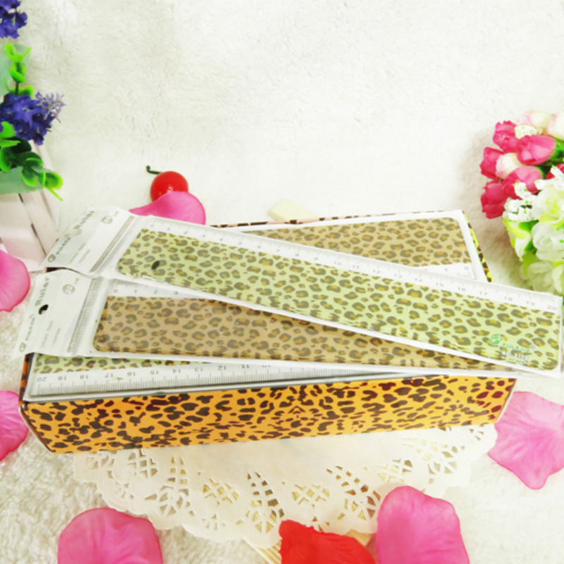 Korea creative stationery leopard print width version of thick ruler 20cm student office supplies