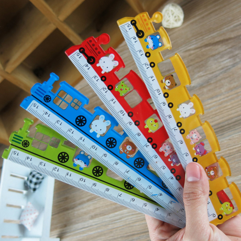 Creative little train modeling cartoon ruler practical students stationery 15cm mathematics class measurement ruler tool