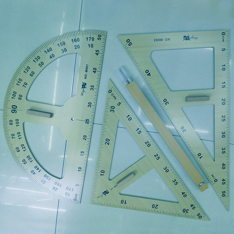 Factory Direct Sales New Drawing Stationery Wooden Teaching Triangle Straight Ruler Set Ruler Ruler