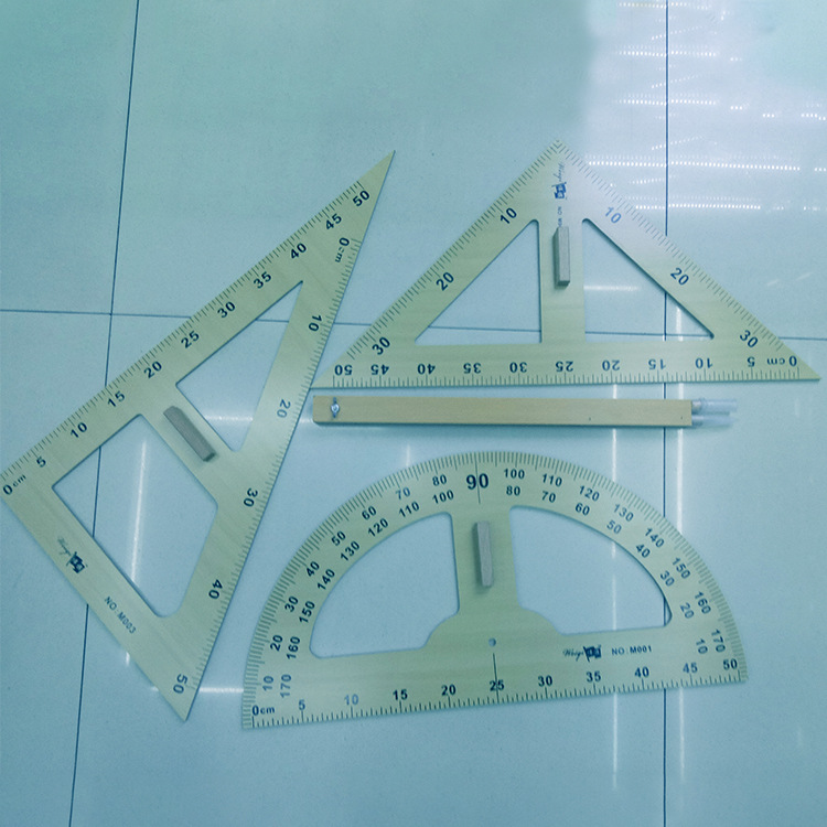 Factory Direct Sales New Drawing Stationery Wooden Teaching Triangle Straight Ruler Set Ruler Ruler
