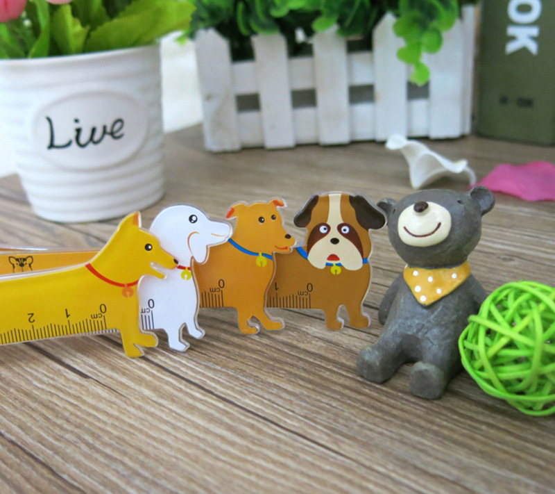 Korean cartoon dog style ruler 15CM middle and primary school students learning supplies plastic ruler wholesale Korean cartoon dog style ruler 15CM middle and primary school students learning supplies plastic ruler wholesale