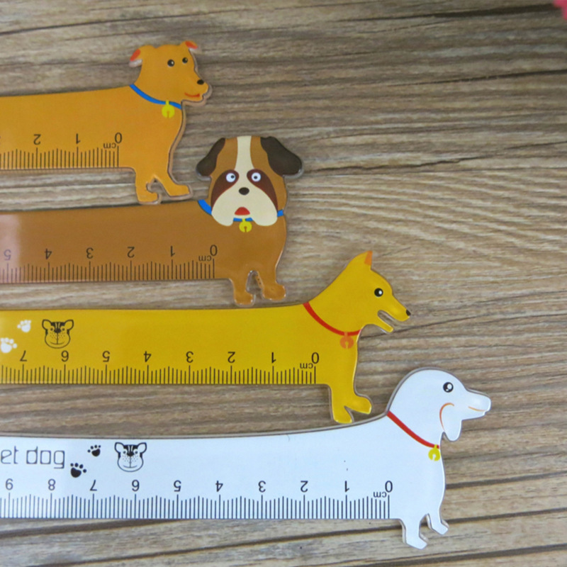 Korean cartoon dog style ruler 15CM middle and primary school students learning supplies plastic ruler wholesale