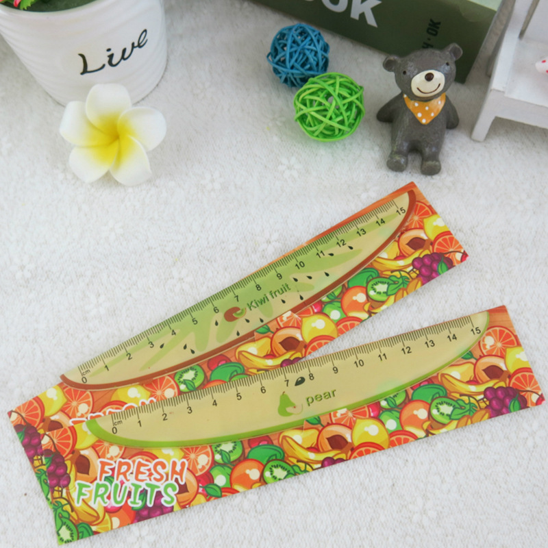 Fruit printing pattern middle and primary school students ruler 15cm plastic ruler stationery shop sales
