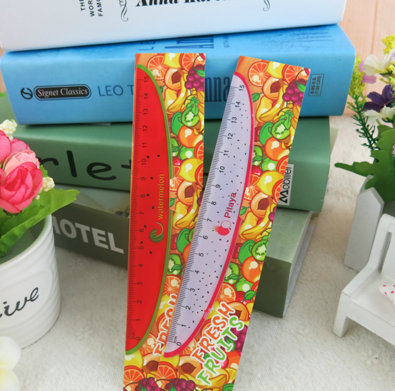 Fruit printing pattern middle and primary school students ruler 15cm plastic ruler stationery shop sales Fruit printing pattern middle and primary school students ruler 15cm plastic ruler stationery shop sales