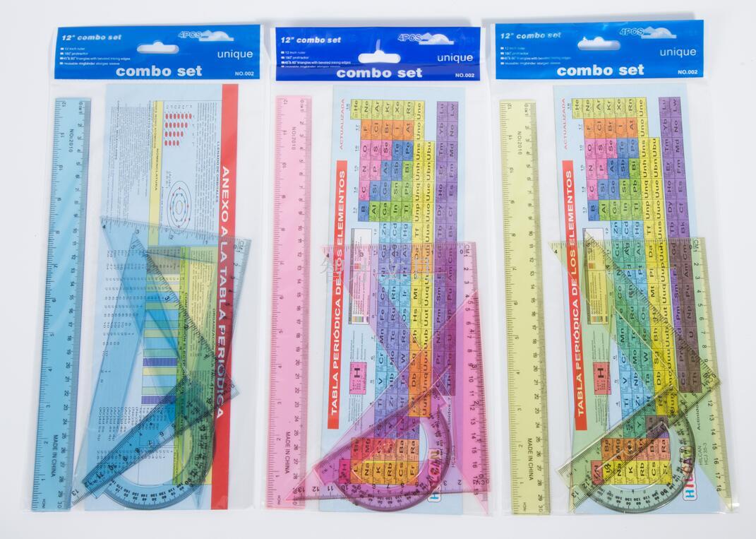 30cm 1230 sets of ruler 4 pieces of protractor triangular straightedge