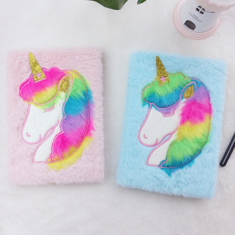 Factory Direct Sales A5 Embroidered Unicorn Plush Journal Notebook Creative Cute Gift Stationery Gift