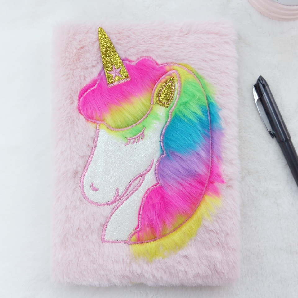 Factory Direct Sales A5 Embroidered Unicorn Plush Journal Notebook Creative Cute Gift Stationery Gift