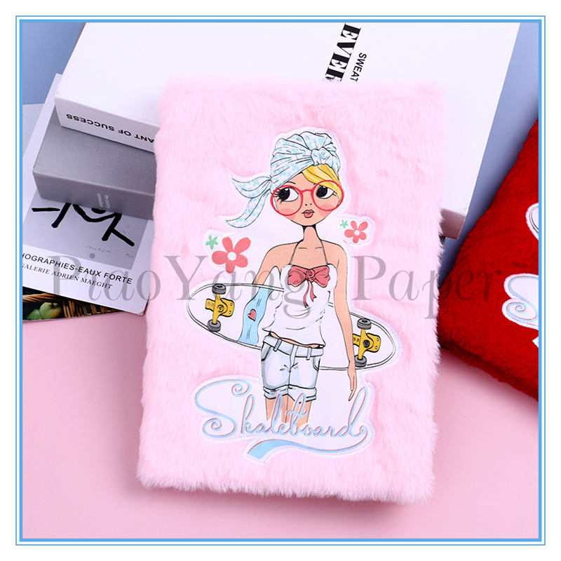 Hand book notebook cute plush embroidery Skateboard girl heart diary creative notebook Hand book notebook cute plush embroidery Skateboard girl heart diary creative notebook
