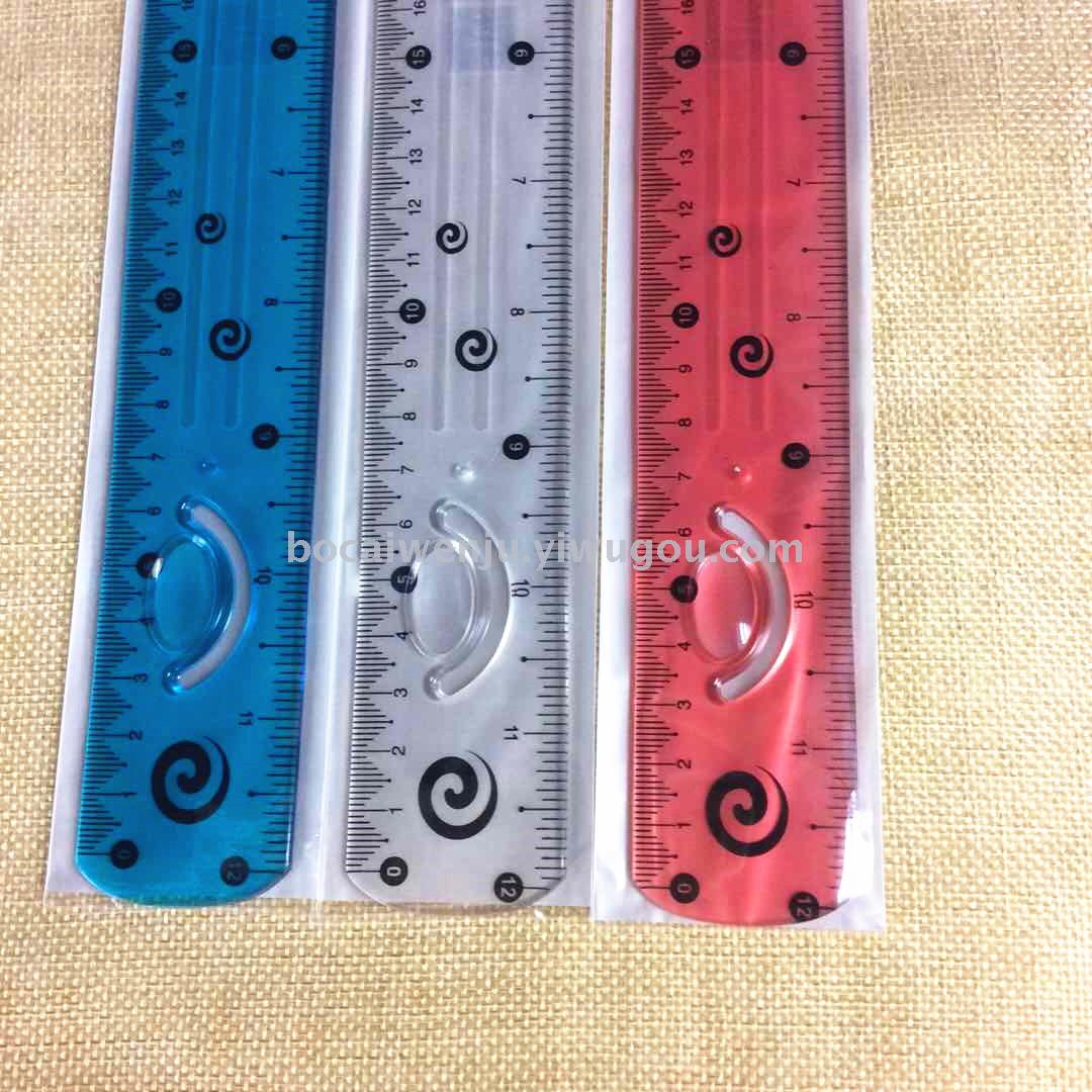Bocai 30cm Student Ruler Flexible and Not Easy to Break Measuring Tape Colored Plastic Uni Rulers Factory Direct Sales