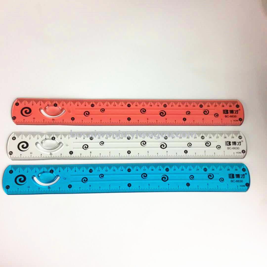 Bocai 30cm Student Ruler Flexible and Not Easy to Break Measuring Tape Colored Plastic Uni Rulers Factory Direct Sales