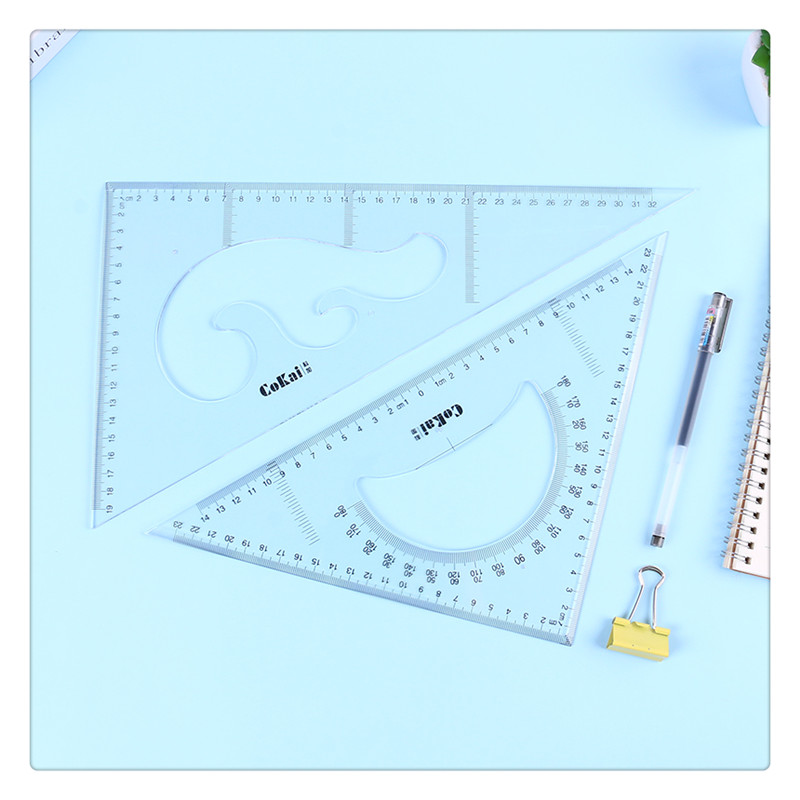 Set square Cokai triangular rule 20cm multi-functional bevel edge cloud ruler 30cm isosceles ruler for design