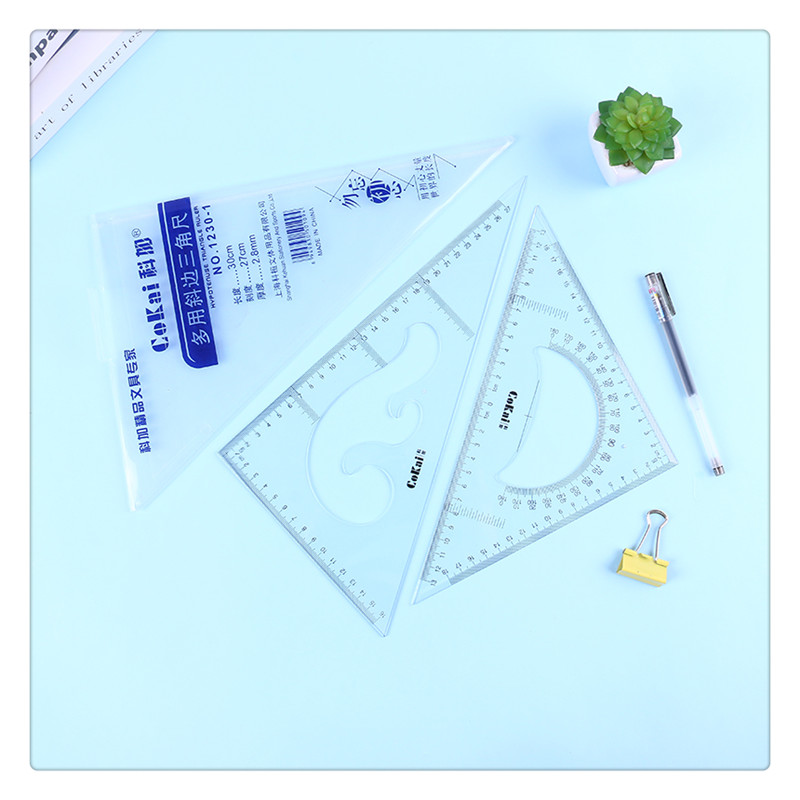 Set square Cokai triangular rule 20cm multi-functional bevel edge cloud ruler 30cm isosceles ruler for design