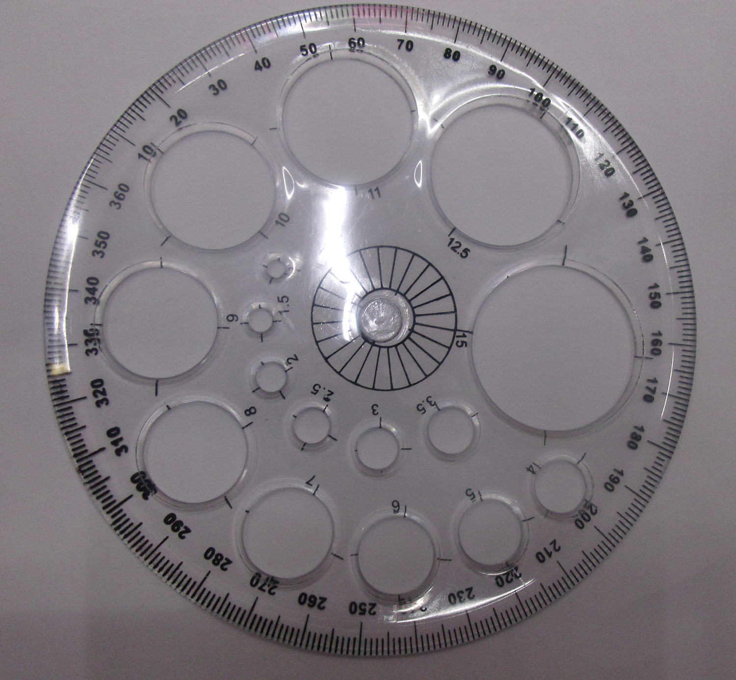 360 ° quality protractor protractor transparent PVC Hollow out surveying and mapping protractor