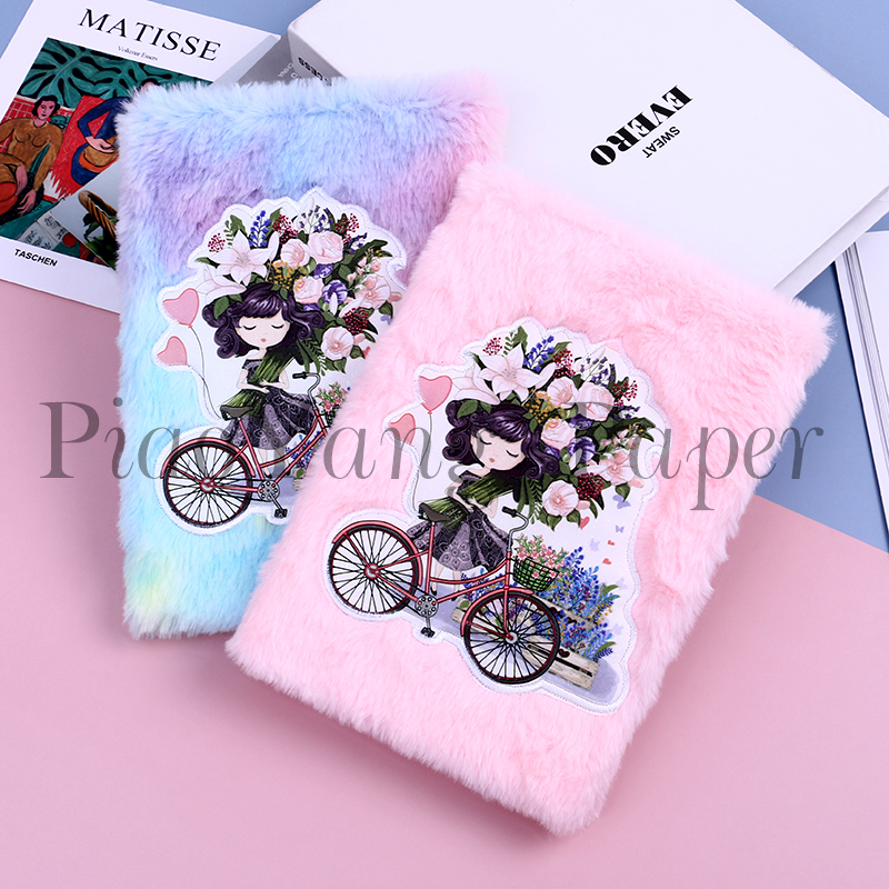 Pink notebook girls heart high appearance level notepad girls with student gifts embroidery plush notebook