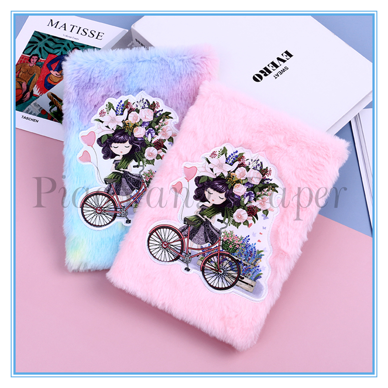 Pink notebook girls heart high appearance level notepad girls with student gifts embroidery plush notebook