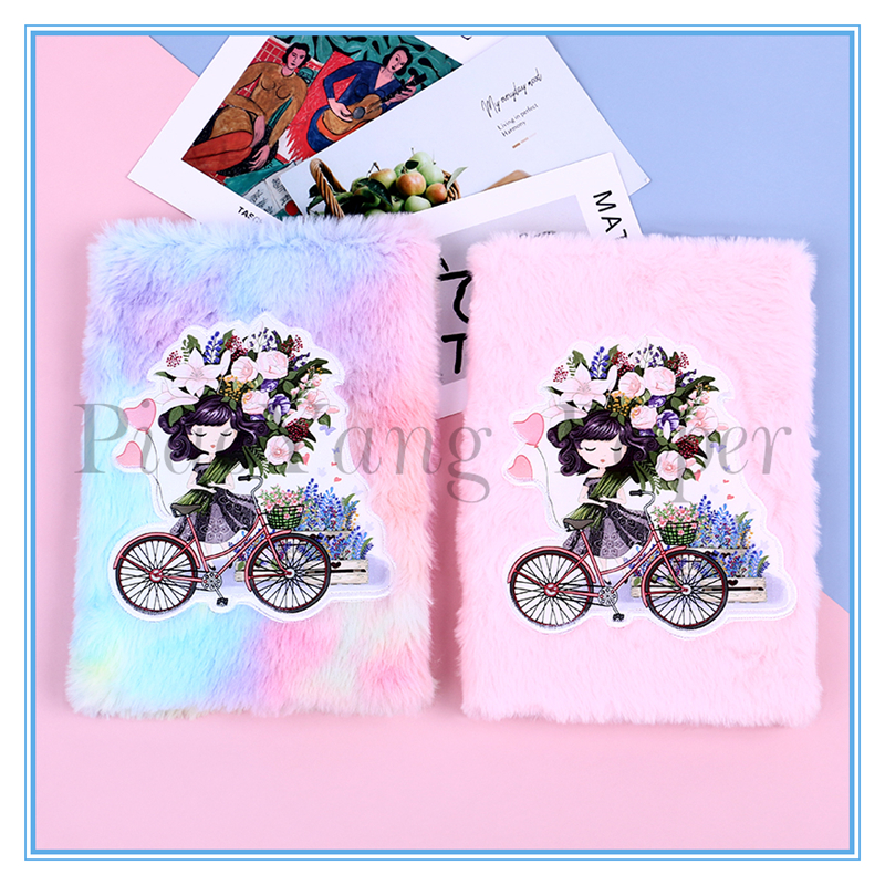 Pink notebook girls heart high appearance level notepad girls with student gifts embroidery plush notebook