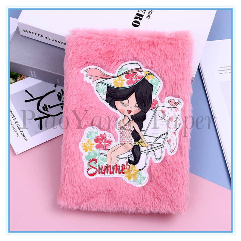 Plush embroidery loose-leaf ins hand ledger DIY cute girl heart hand ledger student notepad notebook