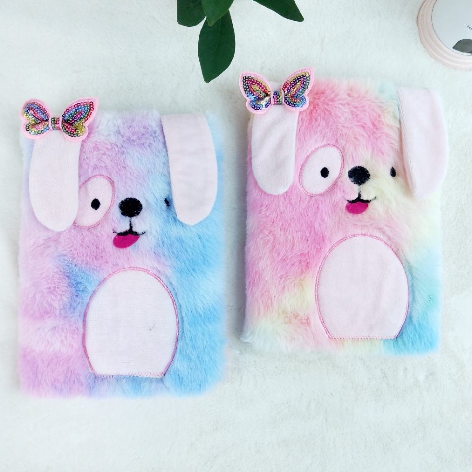 Factory Direct Sales A5 New Cute Pet Long Ear Puppy Plush Craft Handmade Notebook Furry Book Cute