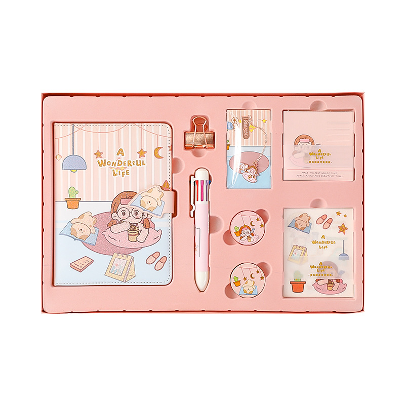 Cartoon Student Journal Book Set Exquisite Diary Notebook Girlfriends&#039; Gift Classmate Gift Set Notebook