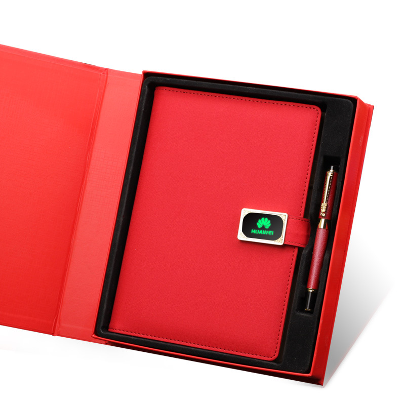 Luminous Buckle Mobile Power Notebook Signature Pen Printed Logo Charging Treasure Notebook Gift Set