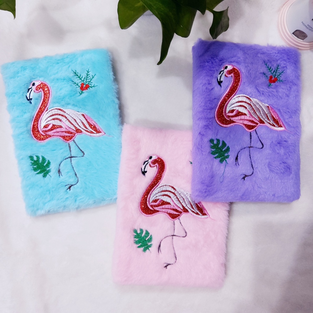 Factory Direct Sales Exquisite Embroidered Flamingo Small Rabbit Hair Plush Notebook Cute Journal Book Notepad Diary Factory Direct Sales Exquisite Embroidered Flamingo Small Rabbit Hair Plush Notebook Cute Journal Book Notepad Diary