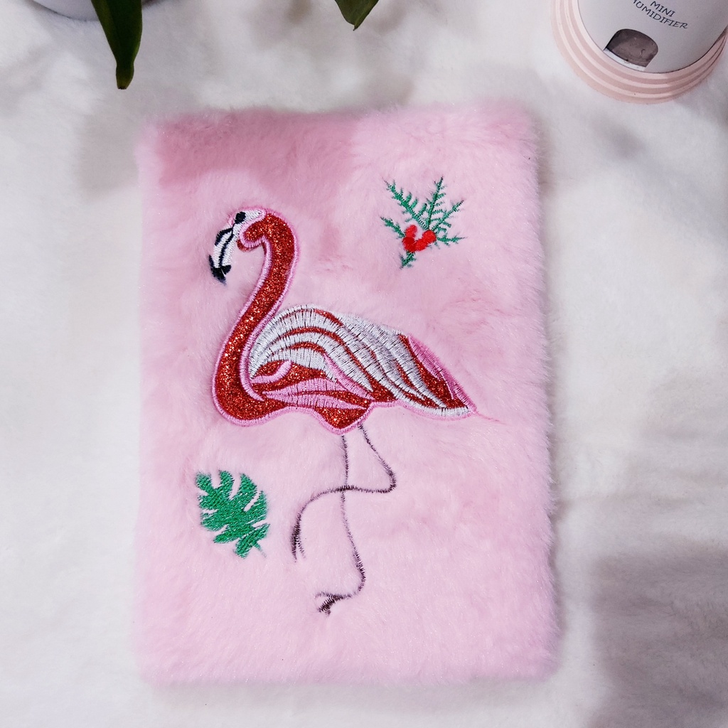Factory Direct Sales Exquisite Embroidered Flamingo Small Rabbit Hair Plush Notebook Cute Journal Book Notepad Diary Factory Direct Sales Exquisite Embroidered Flamingo Small Rabbit Hair Plush Notebook Cute Journal Book Notepad Diary