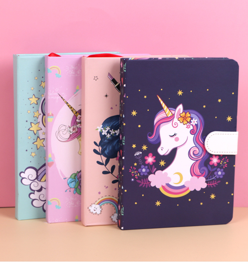 Unicorn Rainbow Magnetic Snap Cartoon Notebook Thickened Manufacturer Small Hard Shell Hand Account Student Cross-Border Unicorn Rainbow Magnetic Snap Cartoon Notebook Thickened Manufacturer Small Hard Shell Hand Account Student Cross-Border