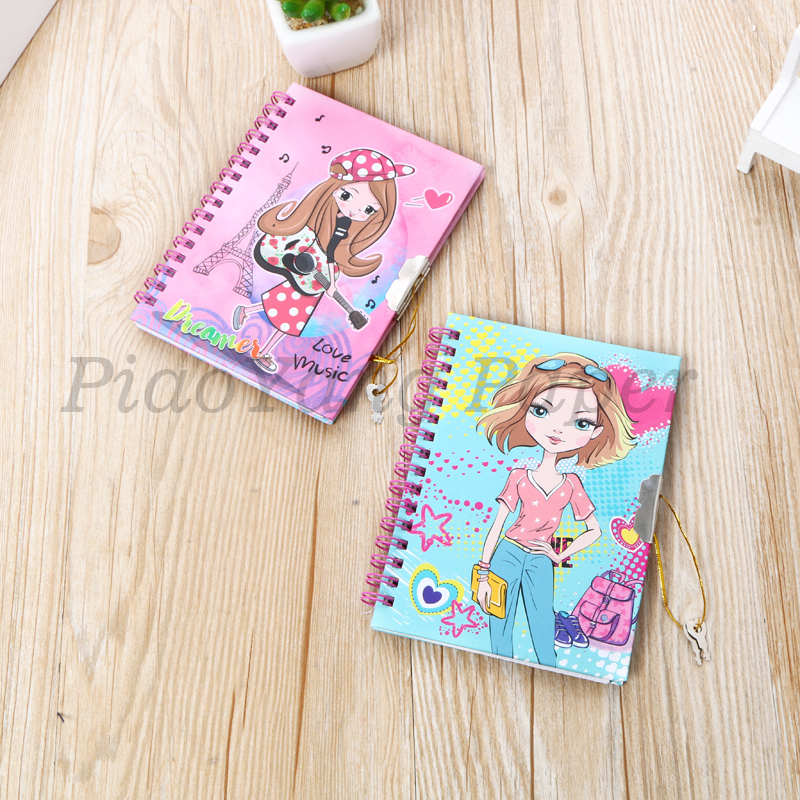 Diary book with lock Korea creative little fresh and lovely primary school children notebooks simple cartoon