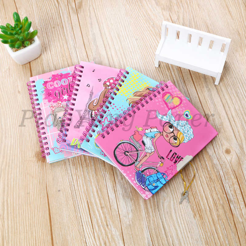 Diary book with lock Korea creative little fresh and lovely primary school children notebooks simple cartoon