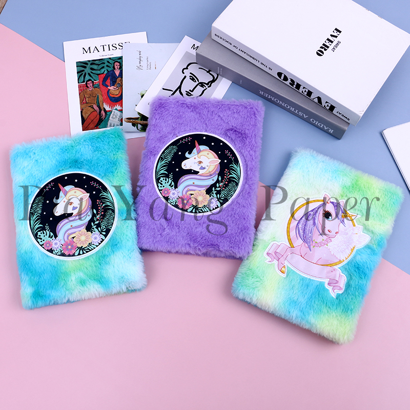 Cute Korean girl heart Unicorn hand book plush diary Student travel notes notebook