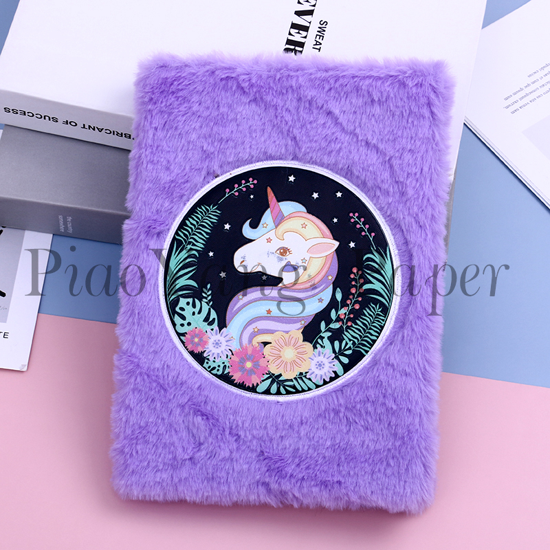 Cute Korean girl heart Unicorn hand book plush diary Student travel notes notebook