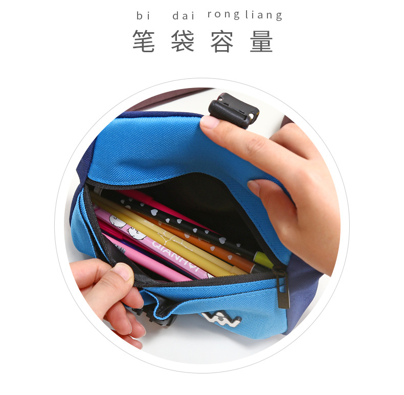 Simple canvas with large capacity, three-layer pencil bag, multi-functional student creative cloth art pen bag Simple canvas with large capacity, three-layer pencil bag, multi-functional student creative cloth art pen bag