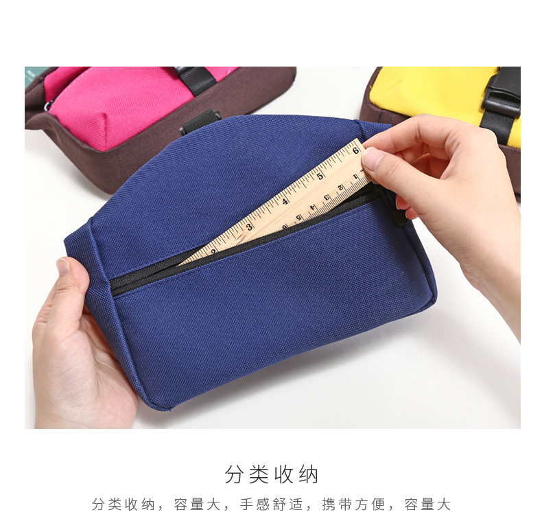 Simple canvas with large capacity, three-layer pencil bag, multi-functional student creative cloth art pen bag Simple canvas with large capacity, three-layer pencil bag, multi-functional student creative cloth art pen bag