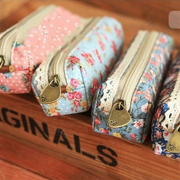 Wind Cartoon Student pen bag Foreign trade canvas vintage broken flower pencil bag elegant stationery bag box Wind Cartoon Student pen bag Foreign trade canvas vintage broken flower pencil bag elegant stationery bag box
