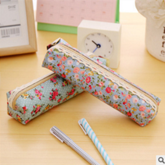 Wind Cartoon Student pen bag Foreign trade canvas vintage broken flower pencil bag elegant stationery bag box Wind Cartoon Student pen bag Foreign trade canvas vintage broken flower pencil bag elegant stationery bag box